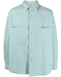 Camicia giacca di lana azzurra di Auralee