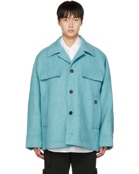 Camicia giacca di lana azzurra di Wooyoungmi