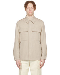 Camicia giacca di lana beige di Jil Sander