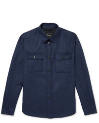 Camicia giacca di lana blu scuro di Brioni