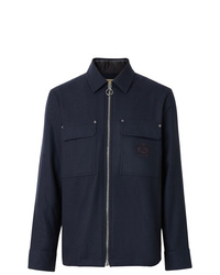 Camicia giacca di lana blu scuro di Burberry