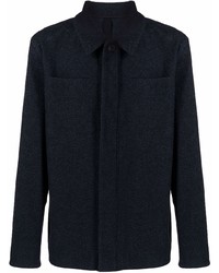 Camicia giacca di lana blu scuro di Harris Wharf London