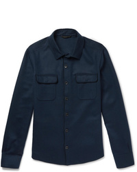 Camicia giacca di lana blu scuro di Loro Piana