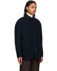 Camicia giacca di lana blu scuro di Jil Sander