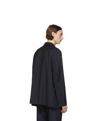 Camicia giacca di lana blu scuro di Maison Margiela