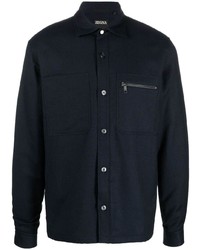 Camicia giacca di lana blu scuro di Zegna