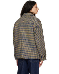 Camicia giacca di lana con motivo pied de poule gialla di HGBB STUDIO