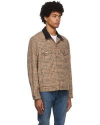 Camicia giacca di lana con motivo pied de poule marrone chiaro di Levi's
