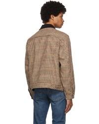 Camicia giacca di lana con motivo pied de poule marrone chiaro di Levi's