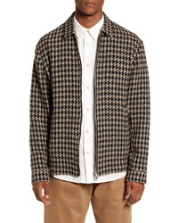 Camicia giacca di lana con motivo pied de poule marrone