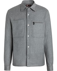 Camicia giacca di lana grigia di Z Zegna