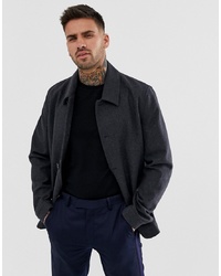 Camicia giacca di lana grigio scuro di ASOS DESIGN