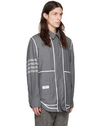 Camicia giacca di lana grigio scuro di Thom Browne