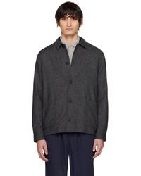 Camicia giacca di lana grigio scuro di Sunspel