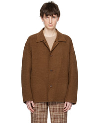 Camicia giacca di lana marrone di Auralee
