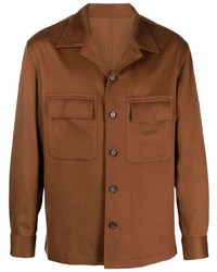 Camicia giacca di lana marrone di Z Zegna