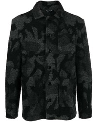Camicia giacca di lana mimetica nera di Daniele Alessandrini