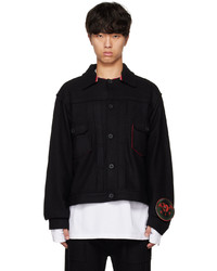 Camicia giacca di lana nera di 99% Is