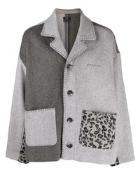 Camicia giacca di lana patchwork grigia