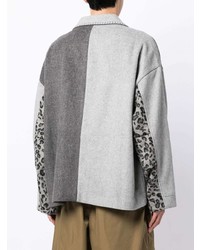 Camicia giacca di lana patchwork grigia di FIVE CM