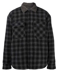 Camicia giacca di lana scozzese grigio scuro di Represent
