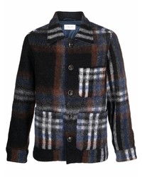 Camicia giacca di lana scozzese grigio scuro di Tintoria Mattei