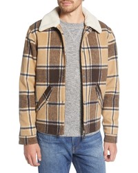 Camicia giacca di lana scozzese marrone chiaro
