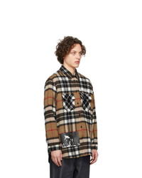 Camicia giacca di lana scozzese marrone di We11done