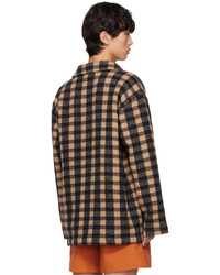 Camicia giacca di lana scozzese marrone di Bode