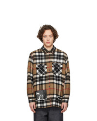 Camicia giacca di lana scozzese marrone di We11done