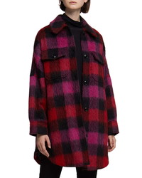Camicia giacca di lana scozzese melanzana scuro