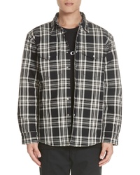 Camicia giacca di lana scozzese nera