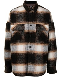 Camicia giacca di lana scozzese nera di FIVE CM