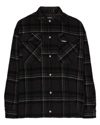 Camicia giacca di lana scozzese nera di Represent