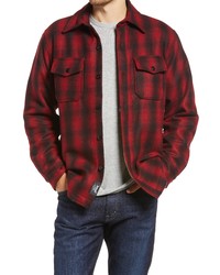 Camicia giacca di lana scozzese rossa e nera