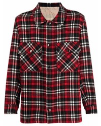 Camicia giacca di lana scozzese rossa e nera di Pierre Louis Mascia
