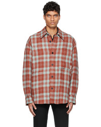 Camicia giacca di lana scozzese rossa