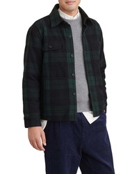 Camicia giacca di lana scozzese verde scuro
