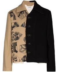 Camicia giacca di lana stampata nera di Pronounce
