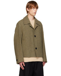 Camicia giacca di lana verde oliva di Solid Homme