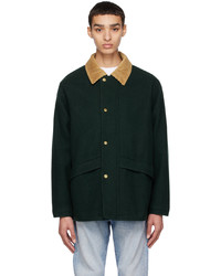 Camicia giacca di lana verde scuro di Drôle De Monsieur