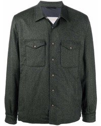 Camicia giacca di lana verde scuro di Mazzarelli