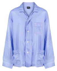 Camicia giacca di lino azzurra di Aspesi