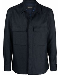 Camicia giacca di lino blu scuro di Z Zegna