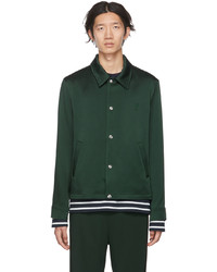 Camicia giacca di raso verde scuro di AMI Alexandre Mattiussi