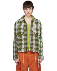 Camicia giacca di tweed a quadri verde oliva di Andersson Bell