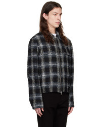 Camicia giacca di tweed scozzese nera di Amiri