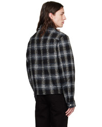 Camicia giacca di tweed scozzese nera di Amiri