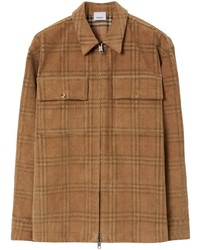 Camicia giacca di velluto a coste a quadri terracotta di Burberry