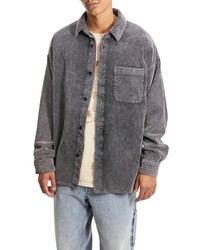 Camicia giacca di velluto a coste grigia